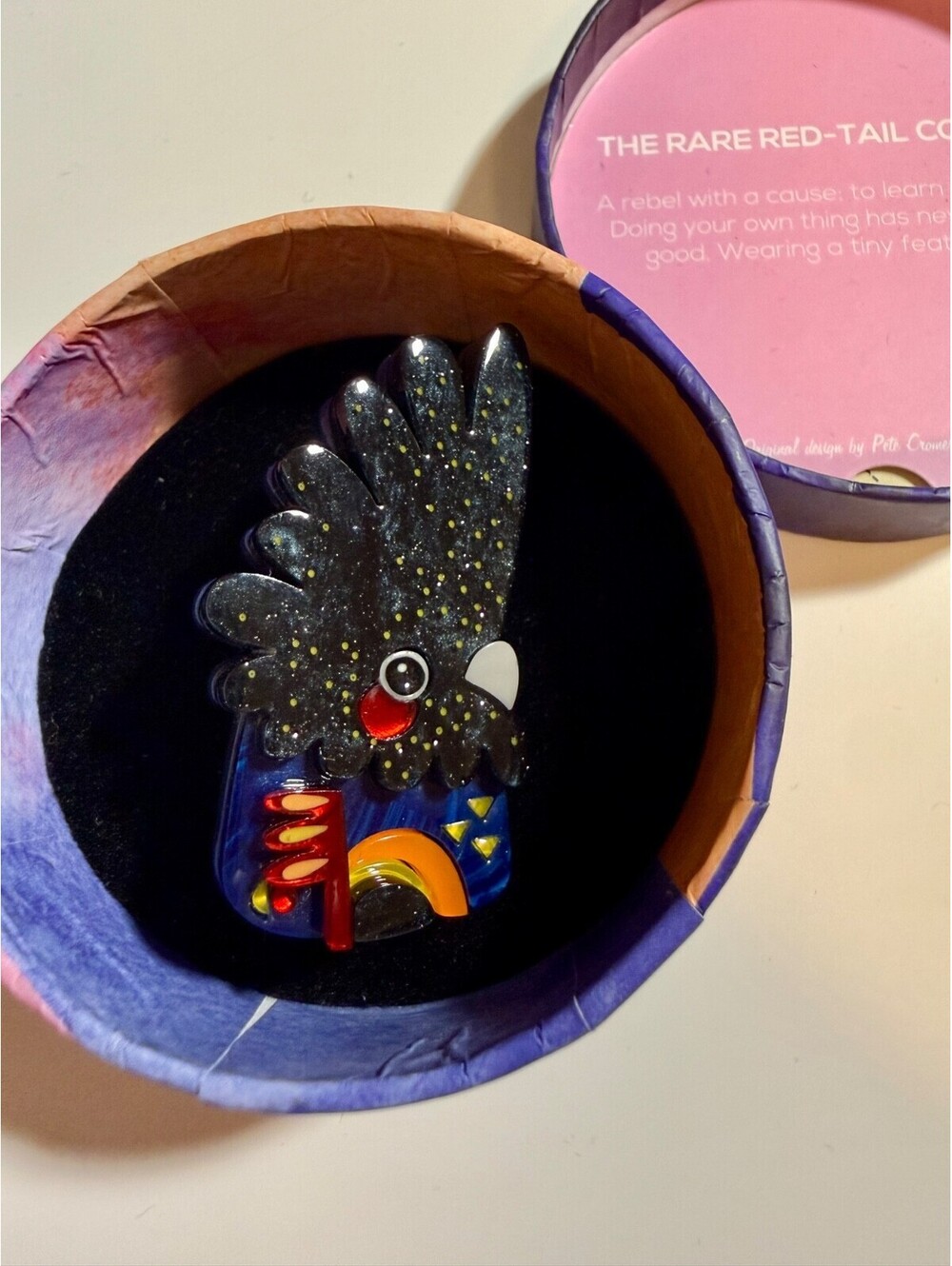 The Rare Red-Tail Cockatoo Mini Brooch - Erstwilder x Pete Cromer Cute Bird Pin
